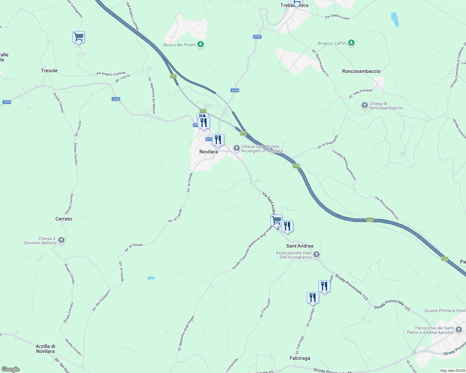 map of restaurants, bars, coffee shops, grocery stores, and more near in Province of Pesaro and Urbino