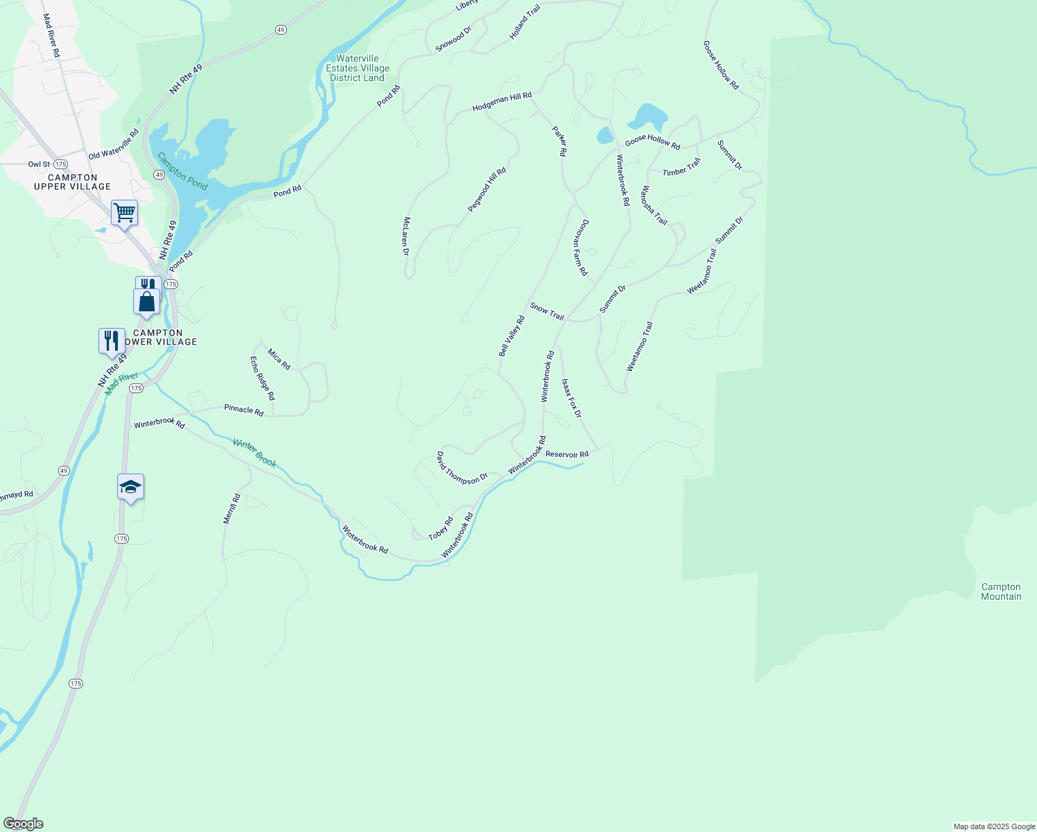 map of restaurants, bars, coffee shops, grocery stores, and more near 36 Bell Valley Road in Campton