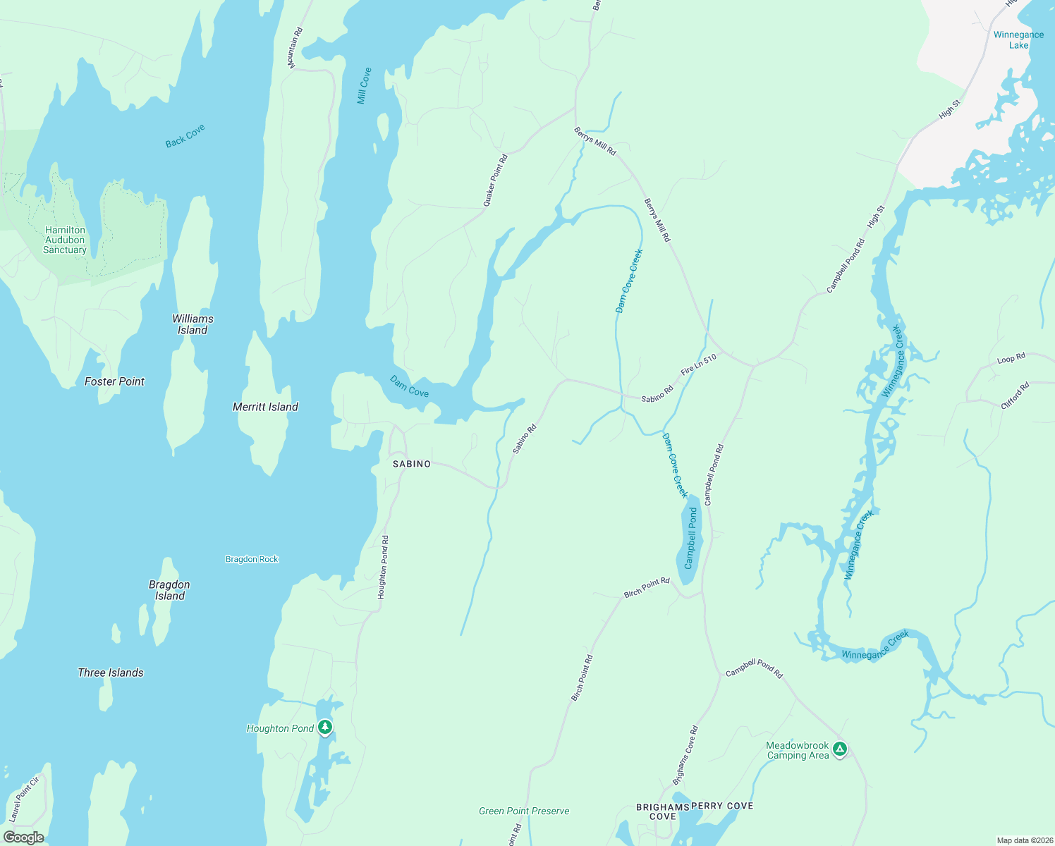 map of restaurants, bars, coffee shops, grocery stores, and more near 151 Sabino Road in West Bath