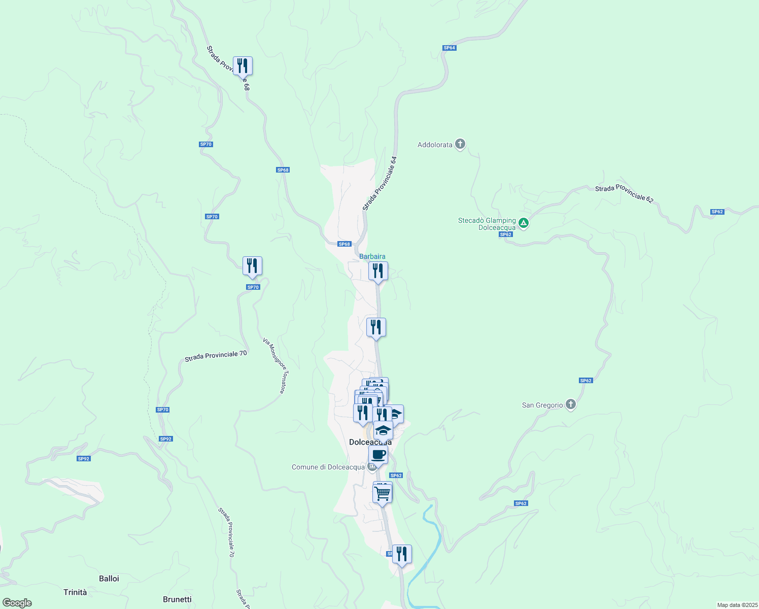 map of restaurants, bars, coffee shops, grocery stores, and more near 4 Strada Provinciale 64 in Dolceacqua