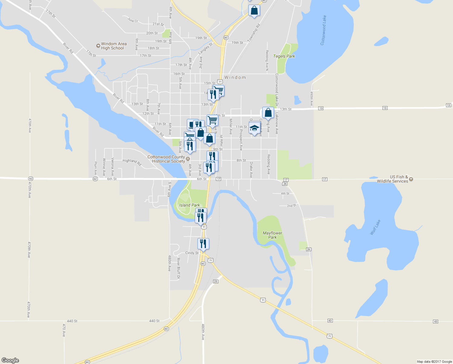map of restaurants, bars, coffee shops, grocery stores, and more near 563 Quevli Avenue in Windom