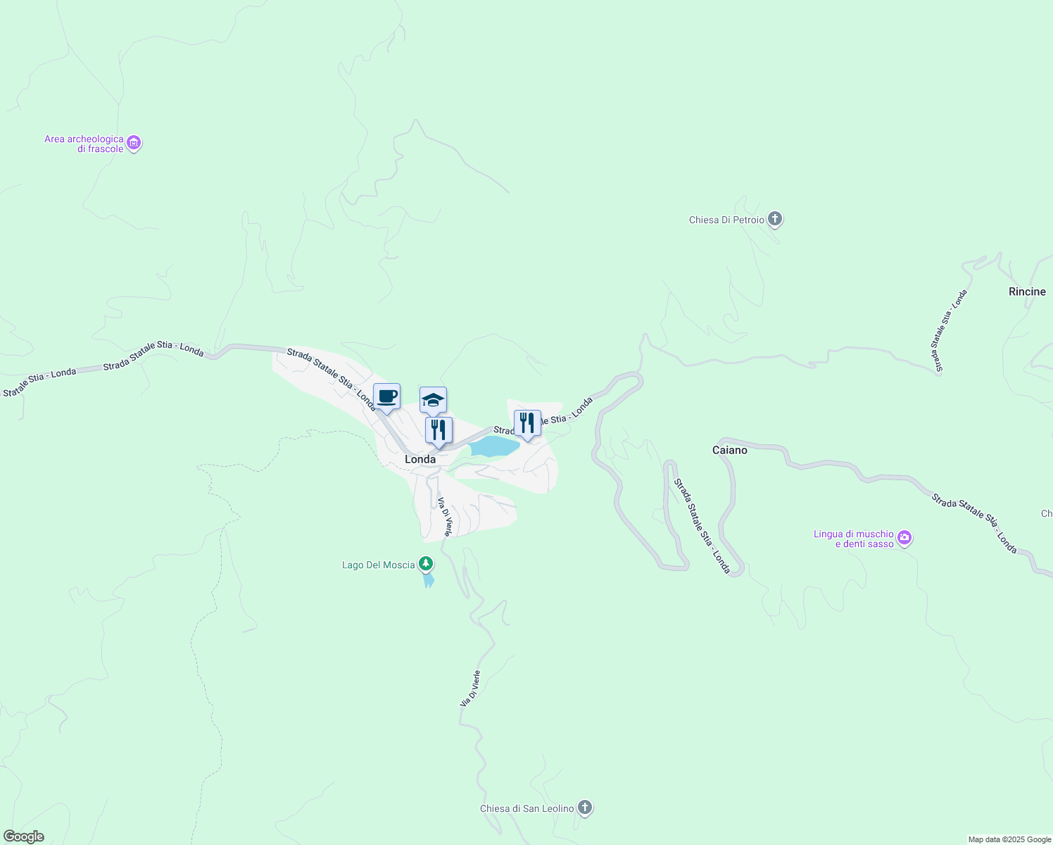 map of restaurants, bars, coffee shops, grocery stores, and more near 3 Via degli Imberta in Londa