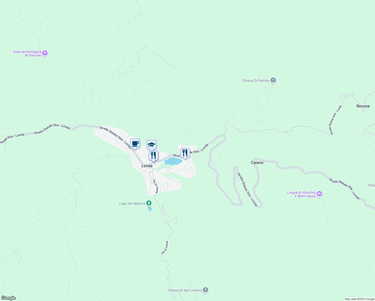 map of restaurants, bars, coffee shops, grocery stores, and more near 3 Via degli Imberta in Londa