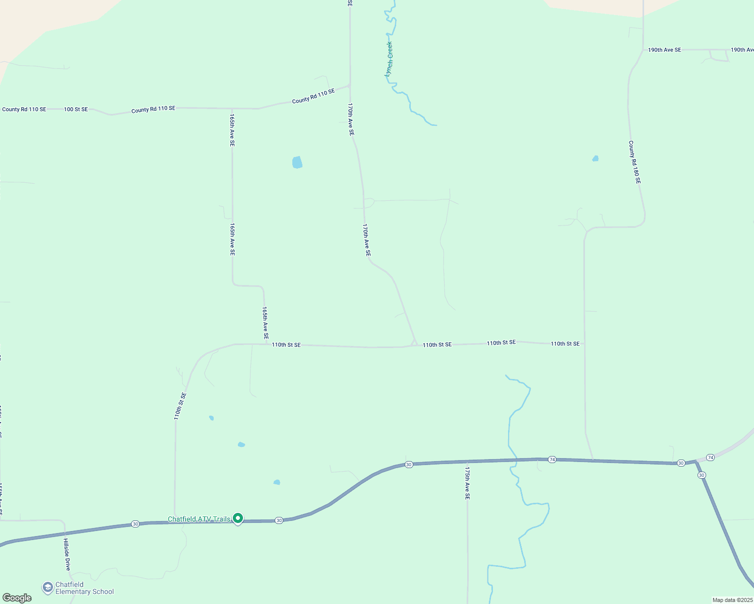 map of restaurants, bars, coffee shops, grocery stores, and more near 10865 170th Avenue Southeast in Chatfield