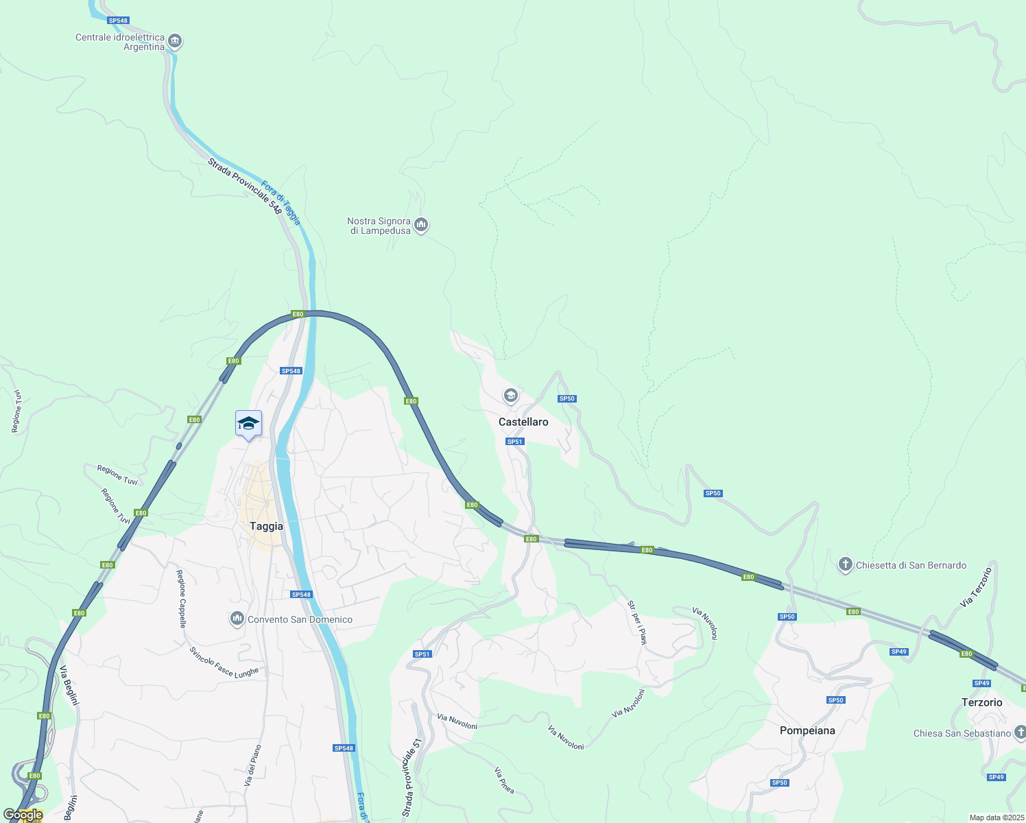 map of restaurants, bars, coffee shops, grocery stores, and more near 9 Via Edmondo de Amicis in Castellaro