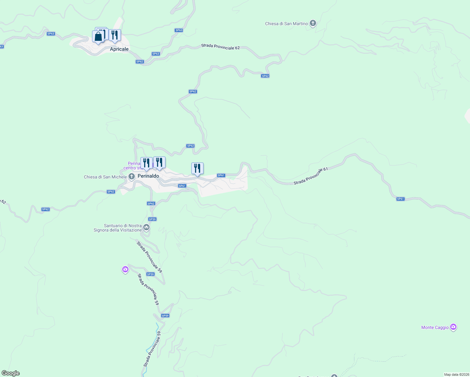 map of restaurants, bars, coffee shops, grocery stores, and more near 2 Strada Campi in Perinaldo