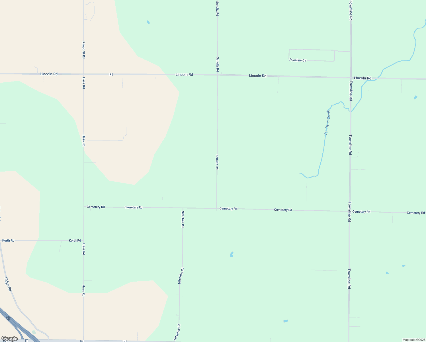 map of restaurants, bars, coffee shops, grocery stores, and more near N9014 Schultz Road in Van Dyne