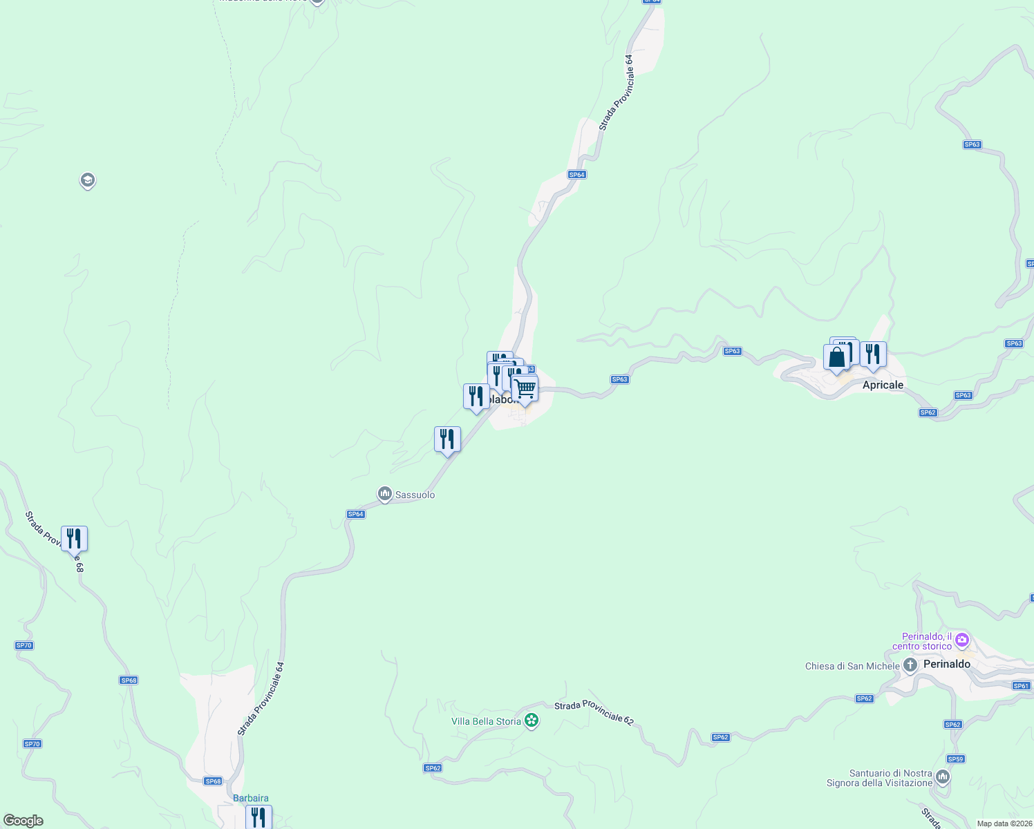 map of restaurants, bars, coffee shops, grocery stores, and more near 10 Via Gelso in Isolabona