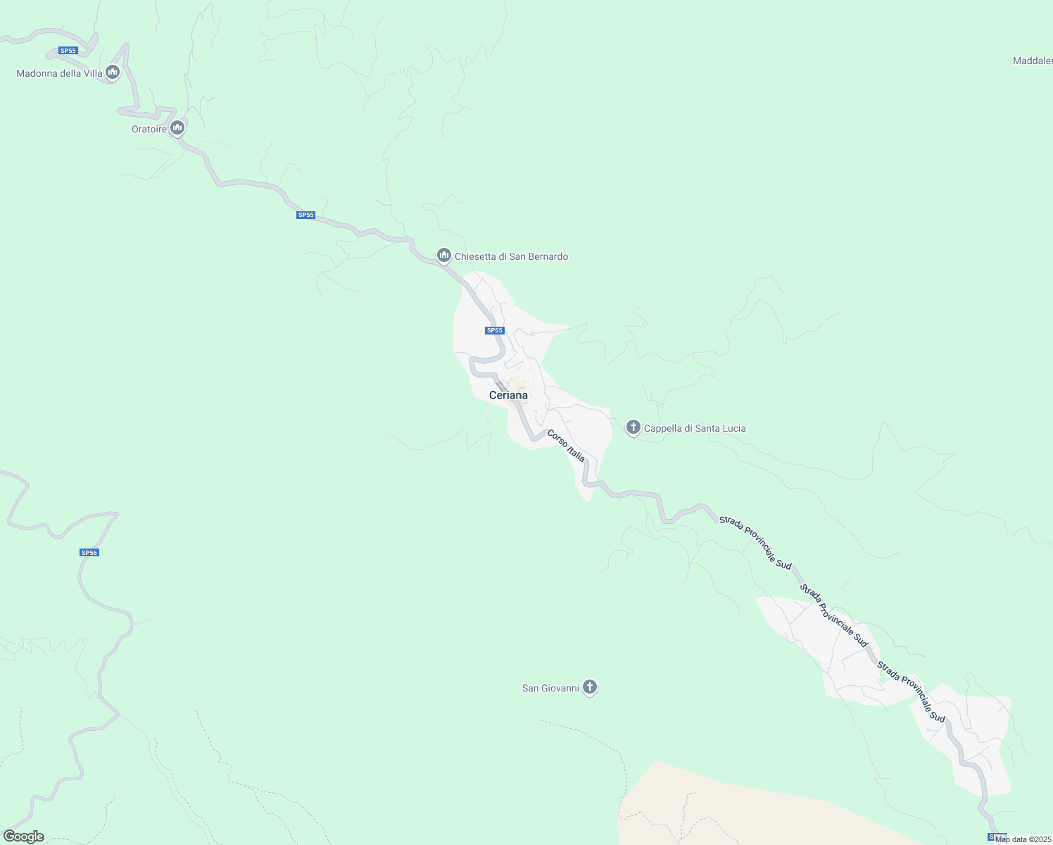 map of restaurants, bars, coffee shops, grocery stores, and more near 70 Corso Italia in Ceriana