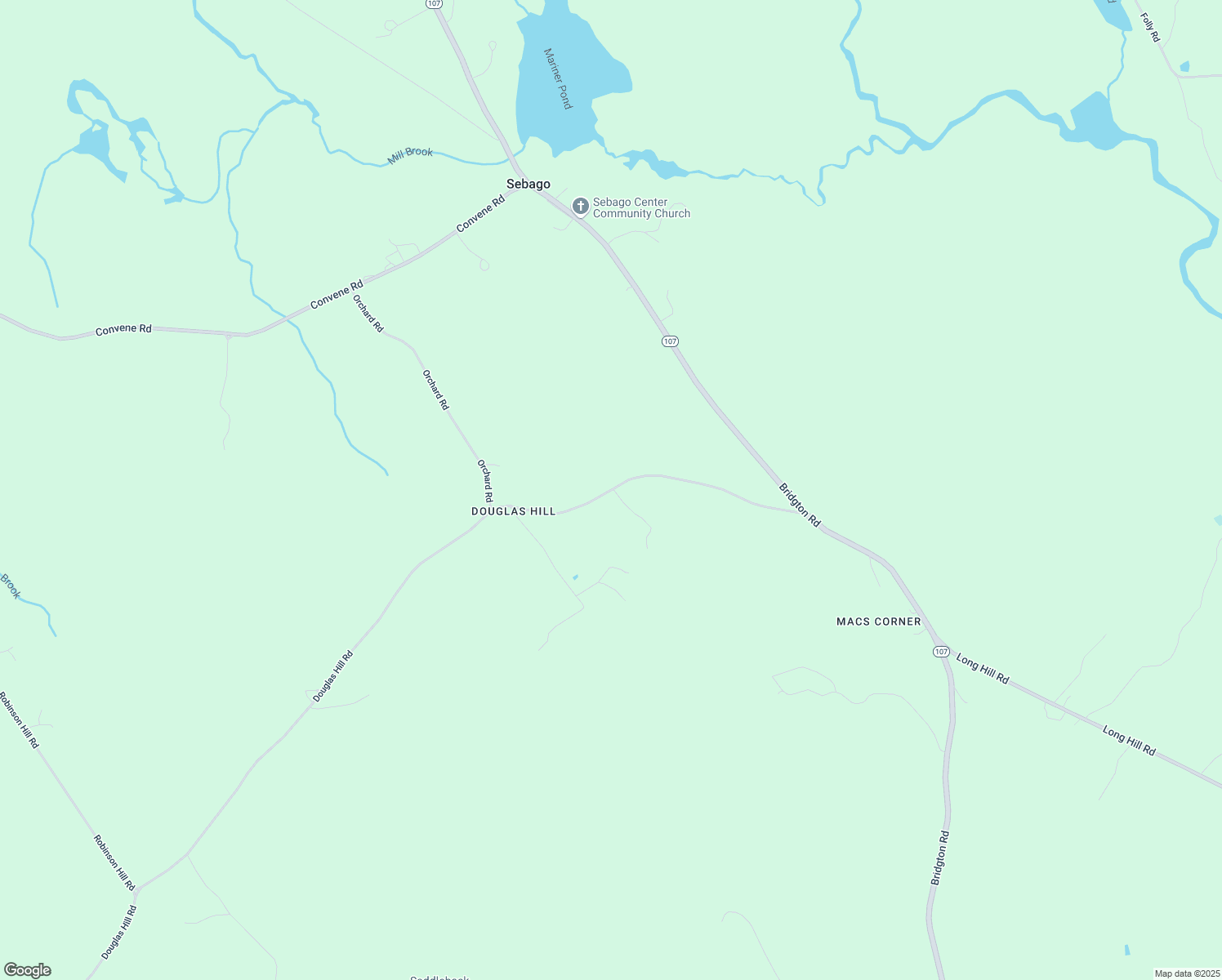 map of restaurants, bars, coffee shops, grocery stores, and more near 103 Douglas Hill Road in Sebago