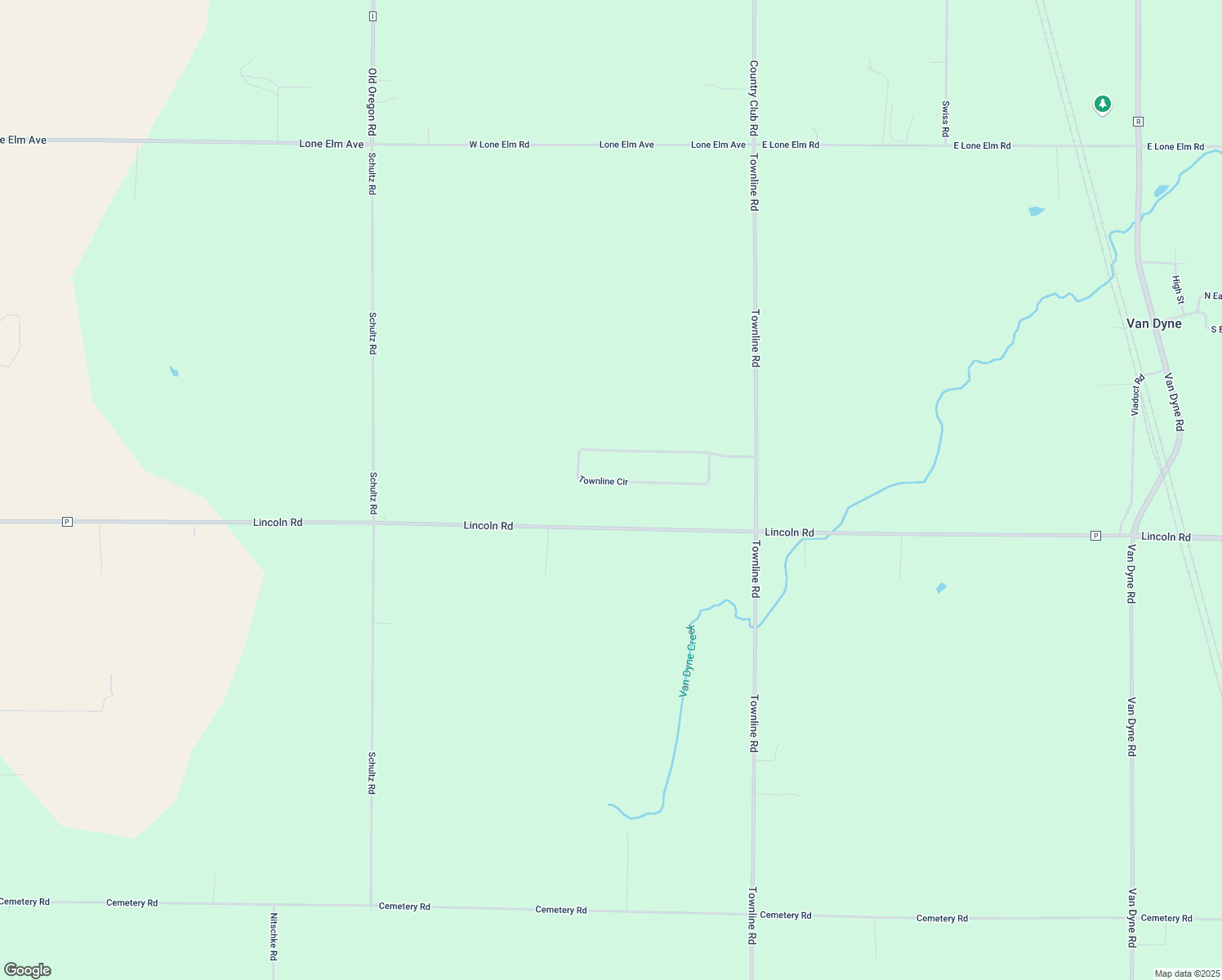 map of restaurants, bars, coffee shops, grocery stores, and more near W7557 Townline Circle in Van Dyne