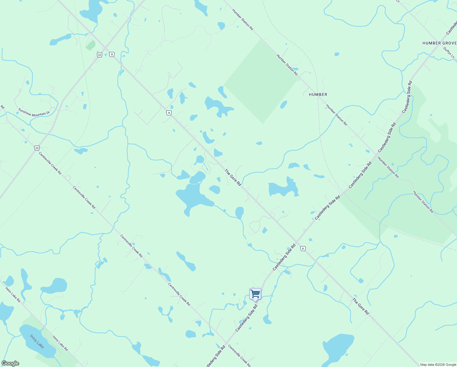 map of restaurants, bars, coffee shops, grocery stores, and more near 15366 Peel Regional Road 8 in Caledon East