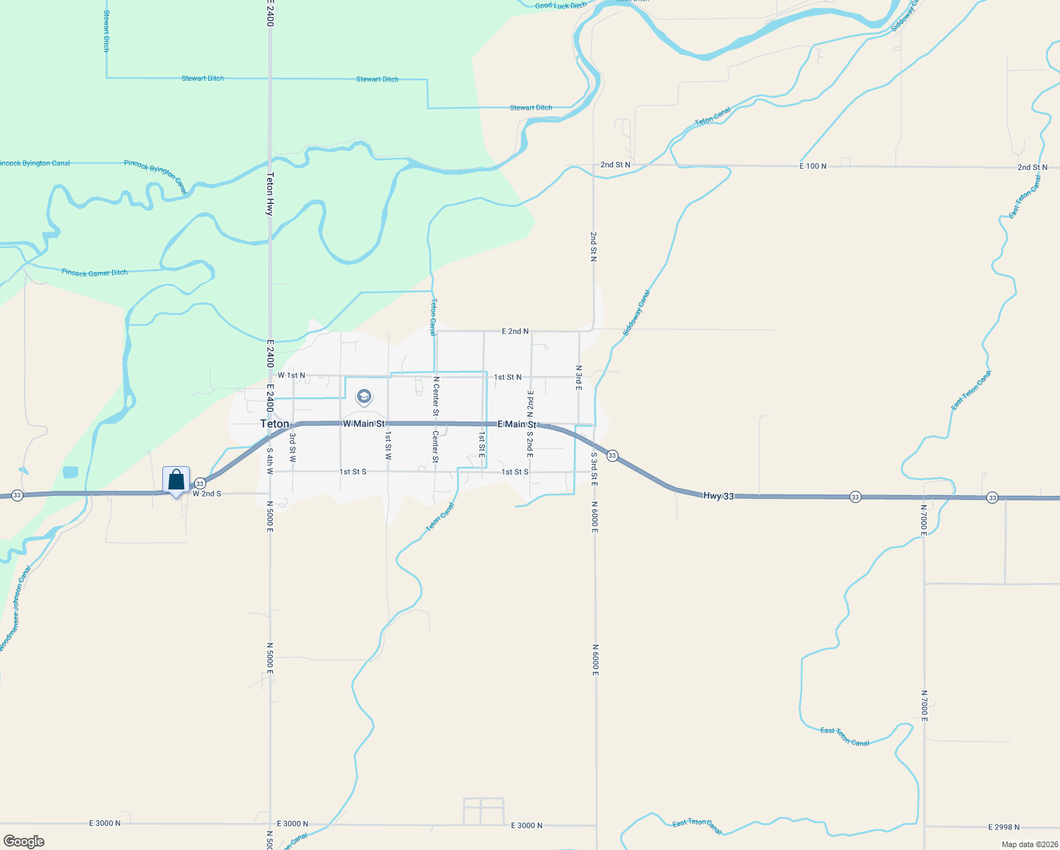 map of restaurants, bars, coffee shops, grocery stores, and more near 46 2nd Street East in Sugar City