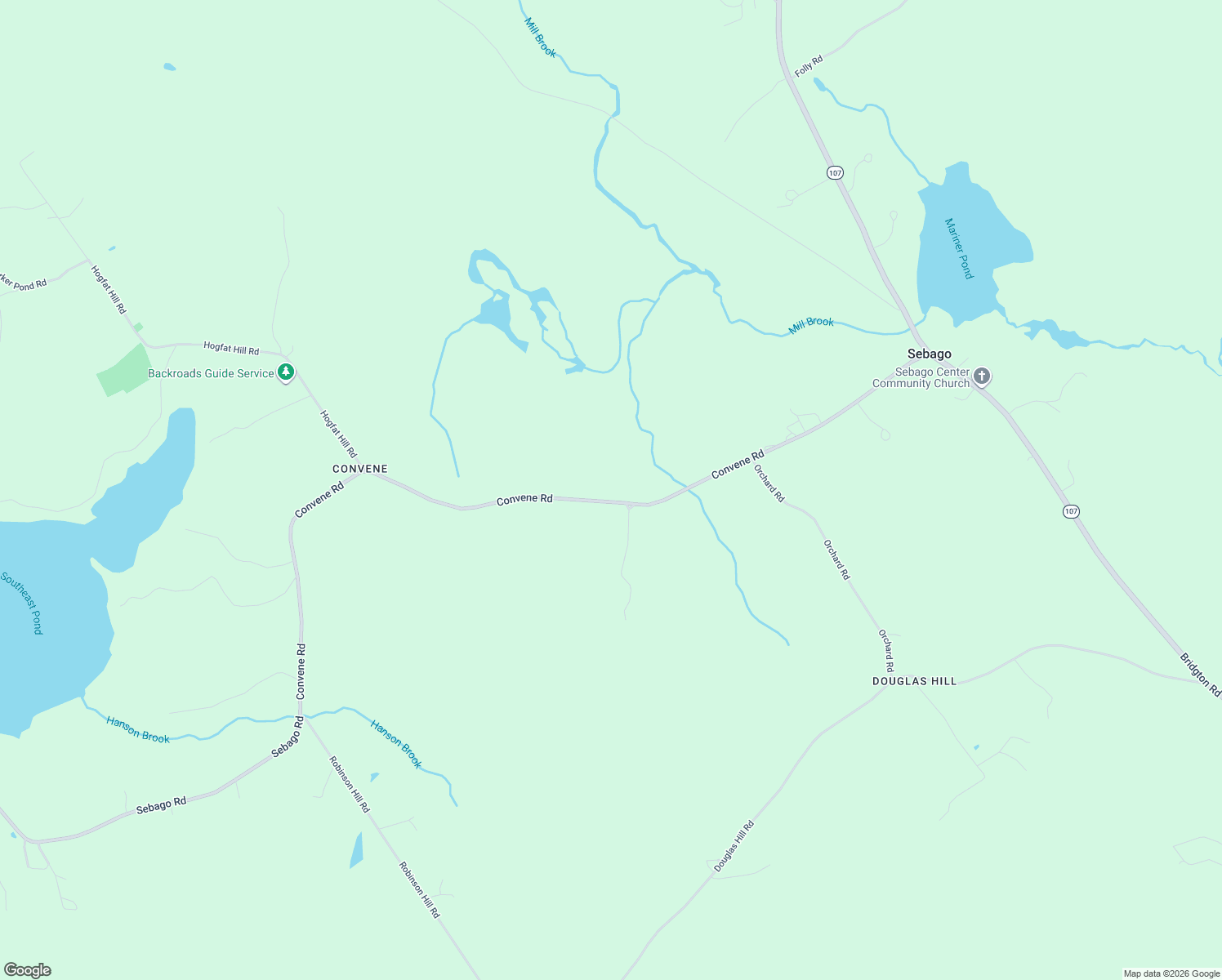 map of restaurants, bars, coffee shops, grocery stores, and more near 193 Convene Road in Sebago