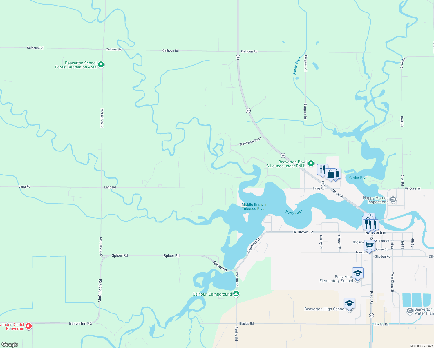 map of restaurants, bars, coffee shops, grocery stores, and more near 3389 Birch Point Road in Beaverton