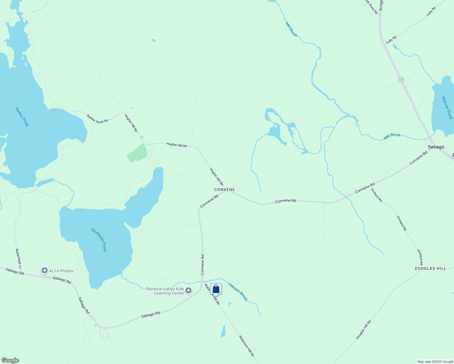 map of restaurants, bars, coffee shops, grocery stores, and more near 3 Hogfat Hill Road in Sebago