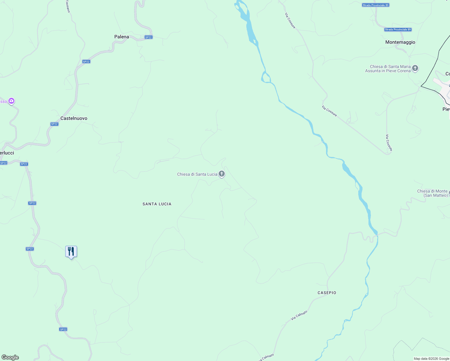 map of restaurants, bars, coffee shops, grocery stores, and more near 9 Via Santa Lucia in San Leo