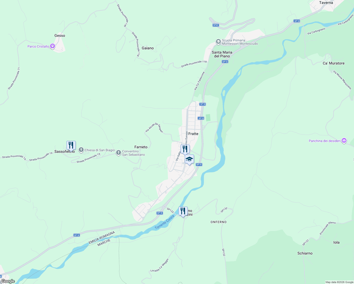 map of restaurants, bars, coffee shops, grocery stores, and more near 6 Via Cervino in Provincia di Rimini