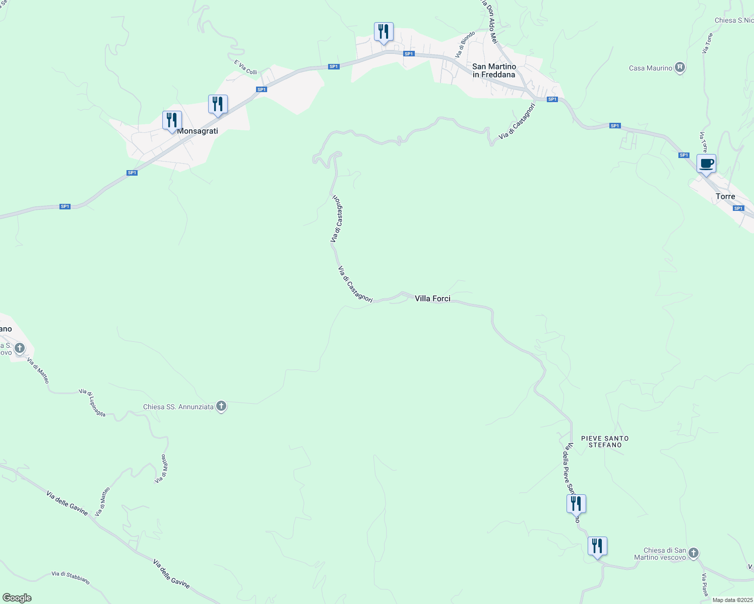 map of restaurants, bars, coffee shops, grocery stores, and more near 7221 Via della Pieve Santo Stefano in Lucca