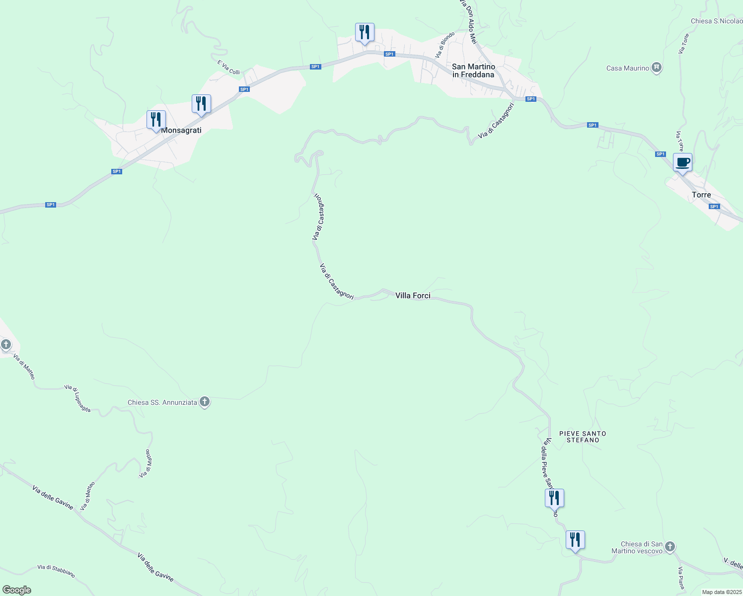 map of restaurants, bars, coffee shops, grocery stores, and more near 7221 Via della Pieve Santo Stefano in Lucca