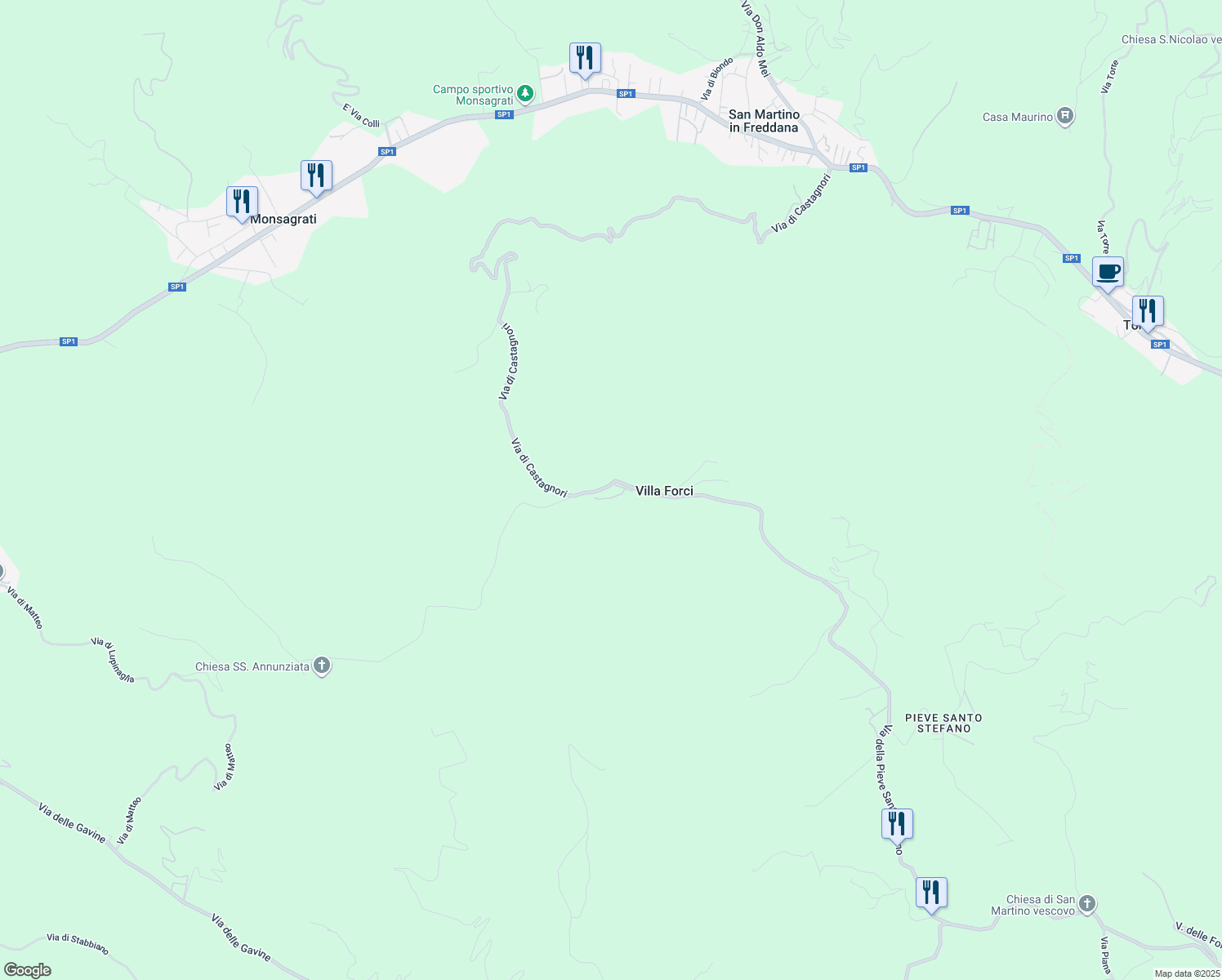 map of restaurants, bars, coffee shops, grocery stores, and more near 7165 Via della Pieve Santo Stefano in Provincia di Lucca