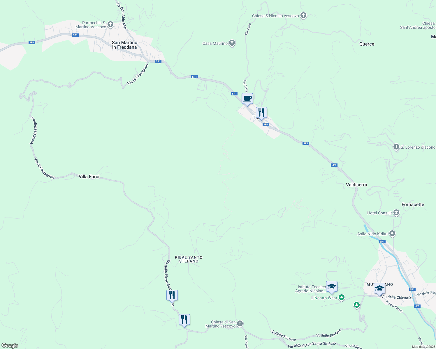 map of restaurants, bars, coffee shops, grocery stores, and more near in Province of Lucca