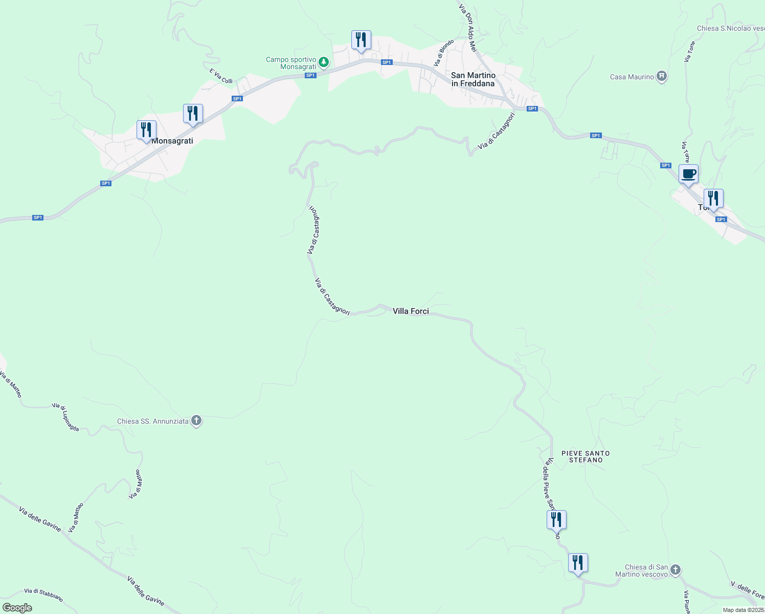 map of restaurants, bars, coffee shops, grocery stores, and more near 7165 Via della Pieve Santo Stefano in Provincia di Lucca