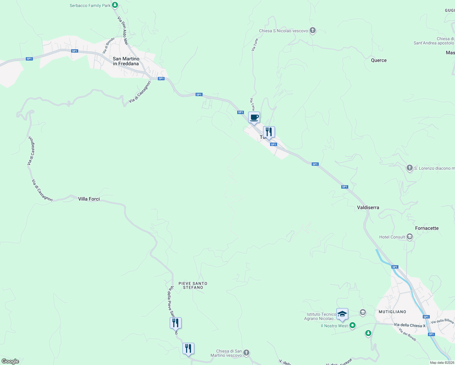 map of restaurants, bars, coffee shops, grocery stores, and more near in Province of Lucca
