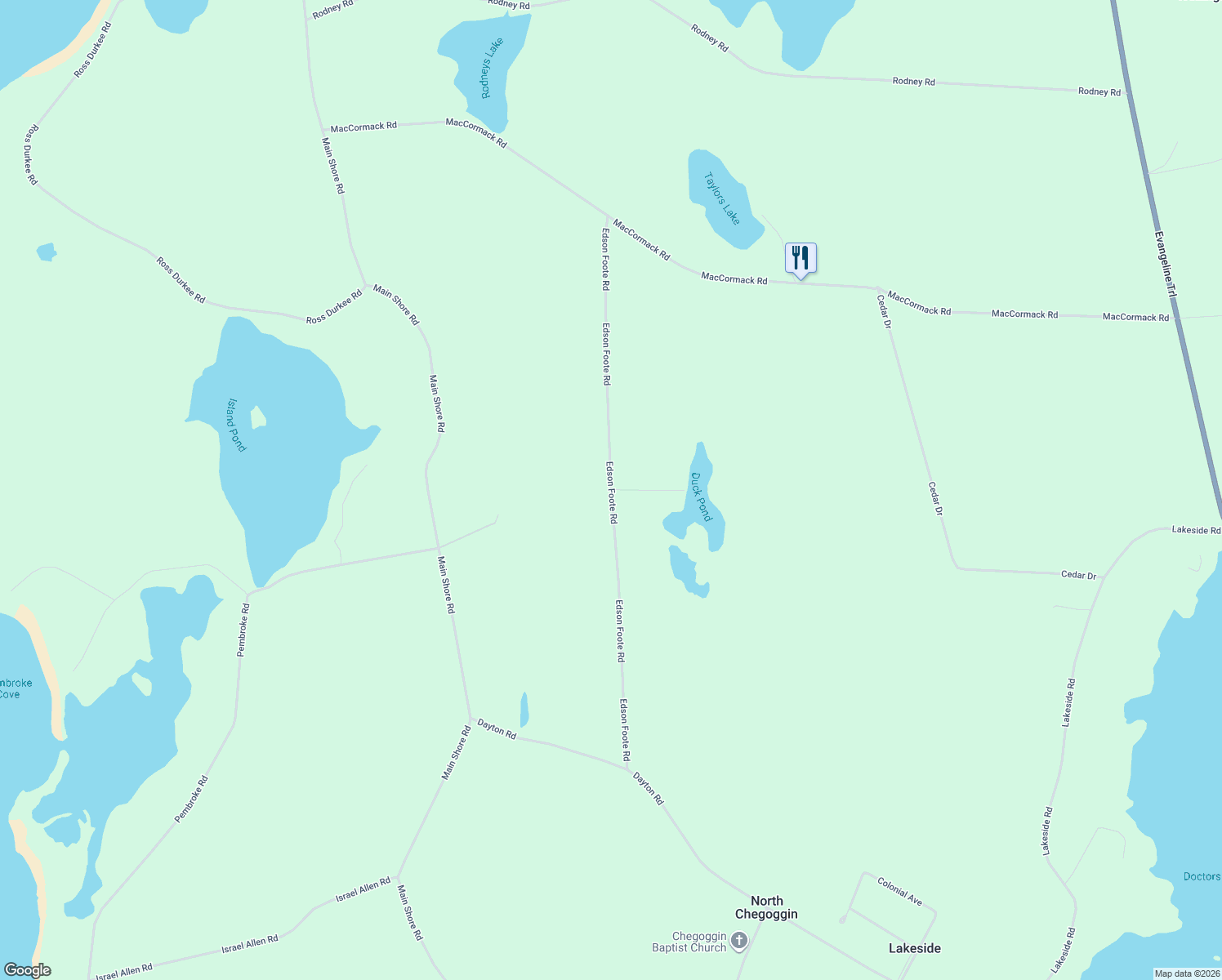 map of restaurants, bars, coffee shops, grocery stores, and more near Edson Foote Road in Yarmouth