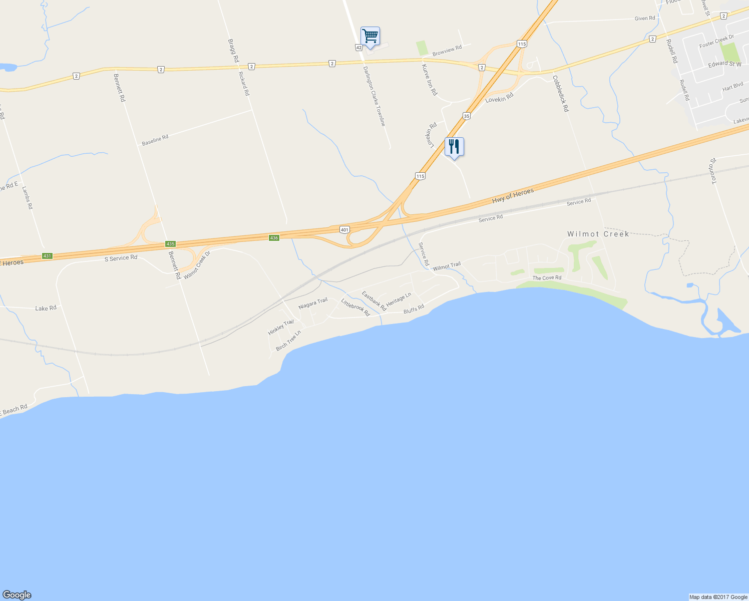 map of restaurants, bars, coffee shops, grocery stores, and more near 29 Cornerbrook Court in Newcastle