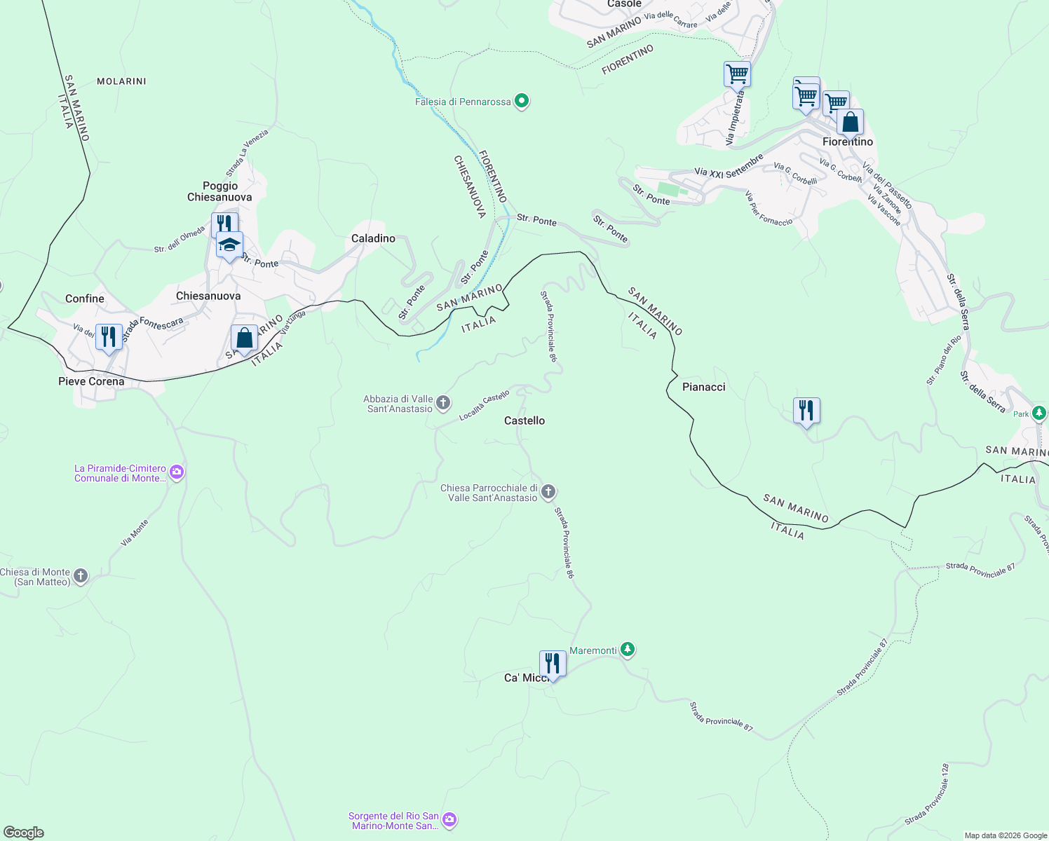 map of restaurants, bars, coffee shops, grocery stores, and more near in Castello
