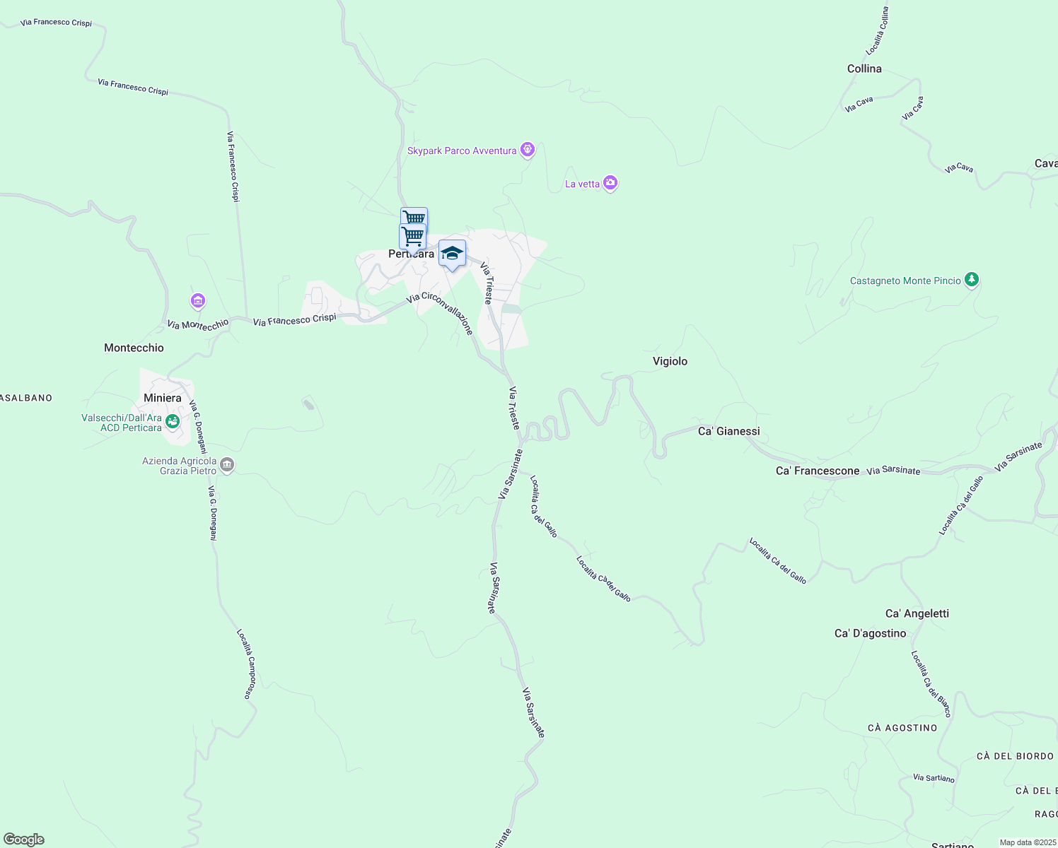 map of restaurants, bars, coffee shops, grocery stores, and more near 2 Via Serra Masini in Serra Masini