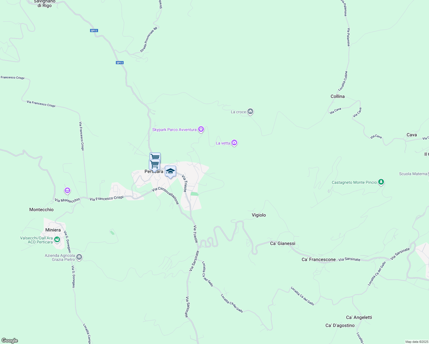 map of restaurants, bars, coffee shops, grocery stores, and more near 28 Via Greppa in Provincia di Rimini