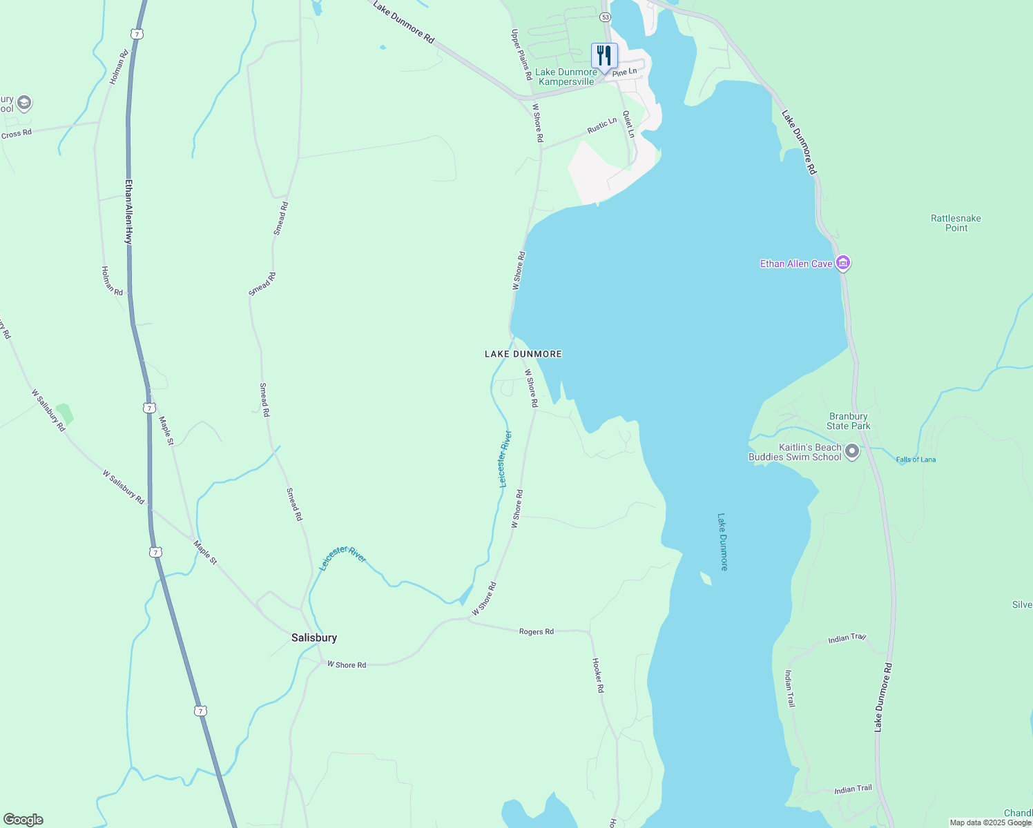 map of restaurants, bars, coffee shops, grocery stores, and more near 992 W Shore Rd in Salisbury