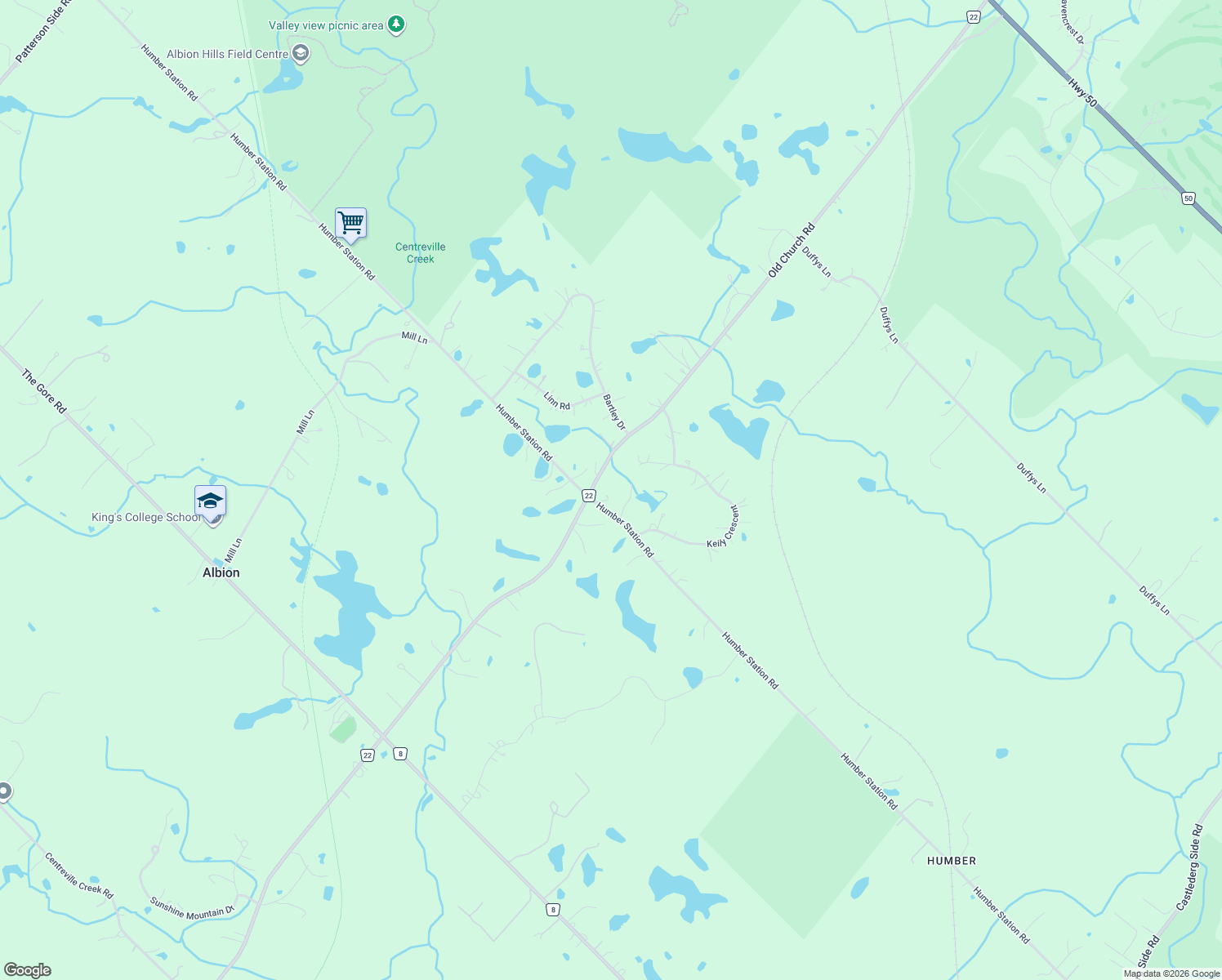 map of restaurants, bars, coffee shops, grocery stores, and more near 15995 Humber Station Road in Regional Municipality of Peel