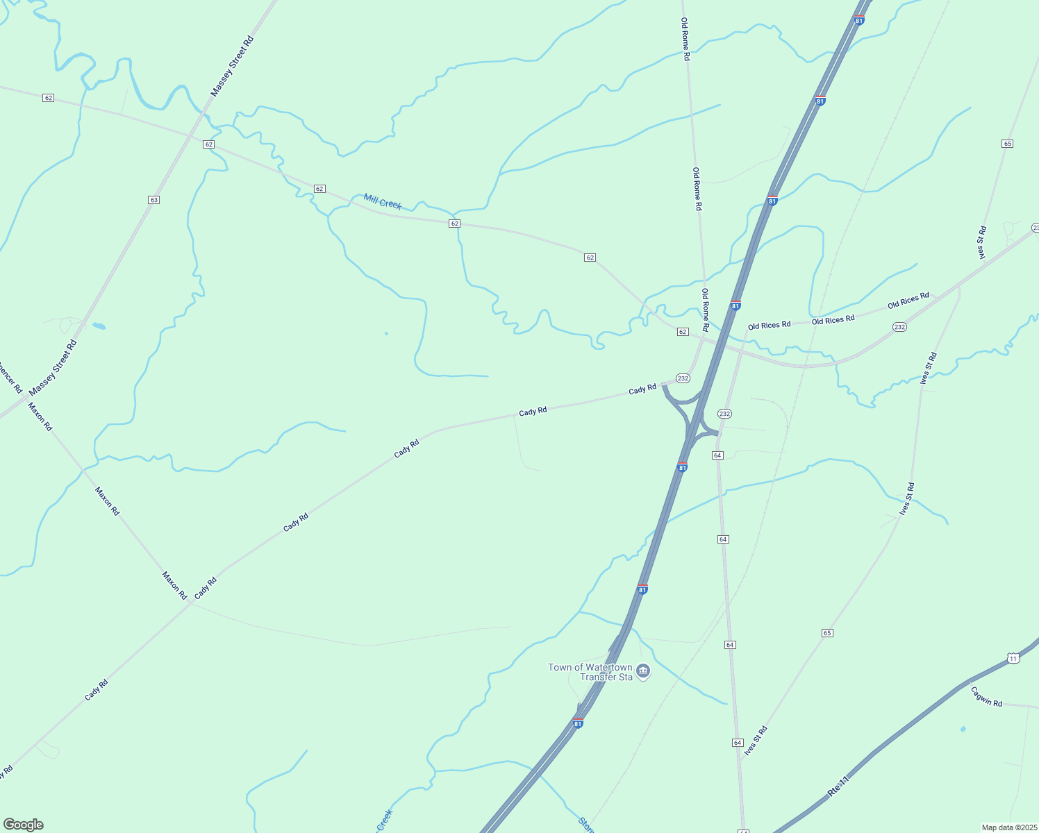 map of restaurants, bars, coffee shops, grocery stores, and more near 19302 Cady Road in Adams Center