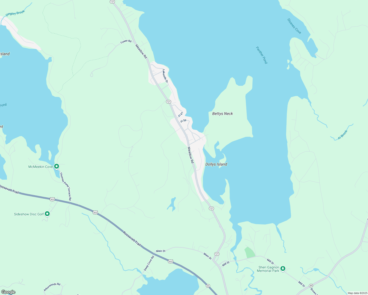 map of restaurants, bars, coffee shops, grocery stores, and more near 2 Anaka Road in Raymond