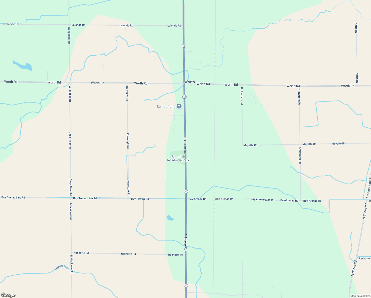 map of restaurants, bars, coffee shops, grocery stores, and more near 5734 South Huron Road in Pinconning