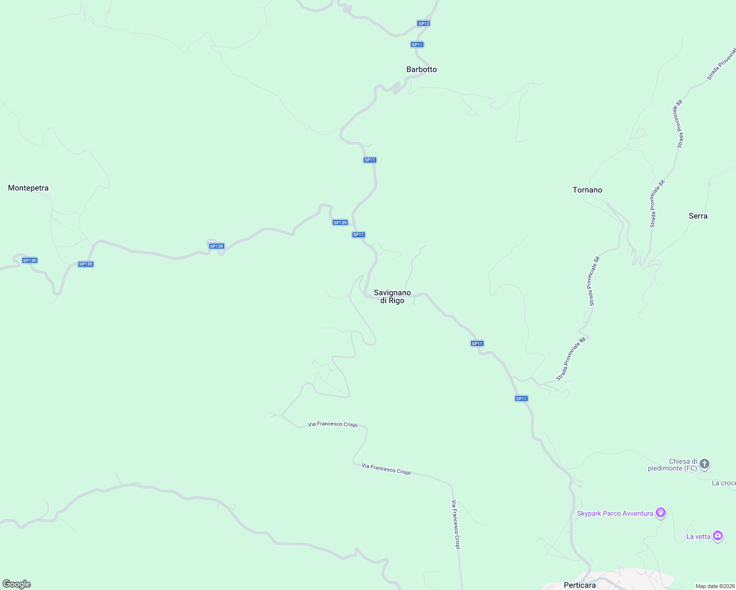 map of restaurants, bars, coffee shops, grocery stores, and more near 41 Via Savignano di Rigo Cicognaia in Savignano di Rigo