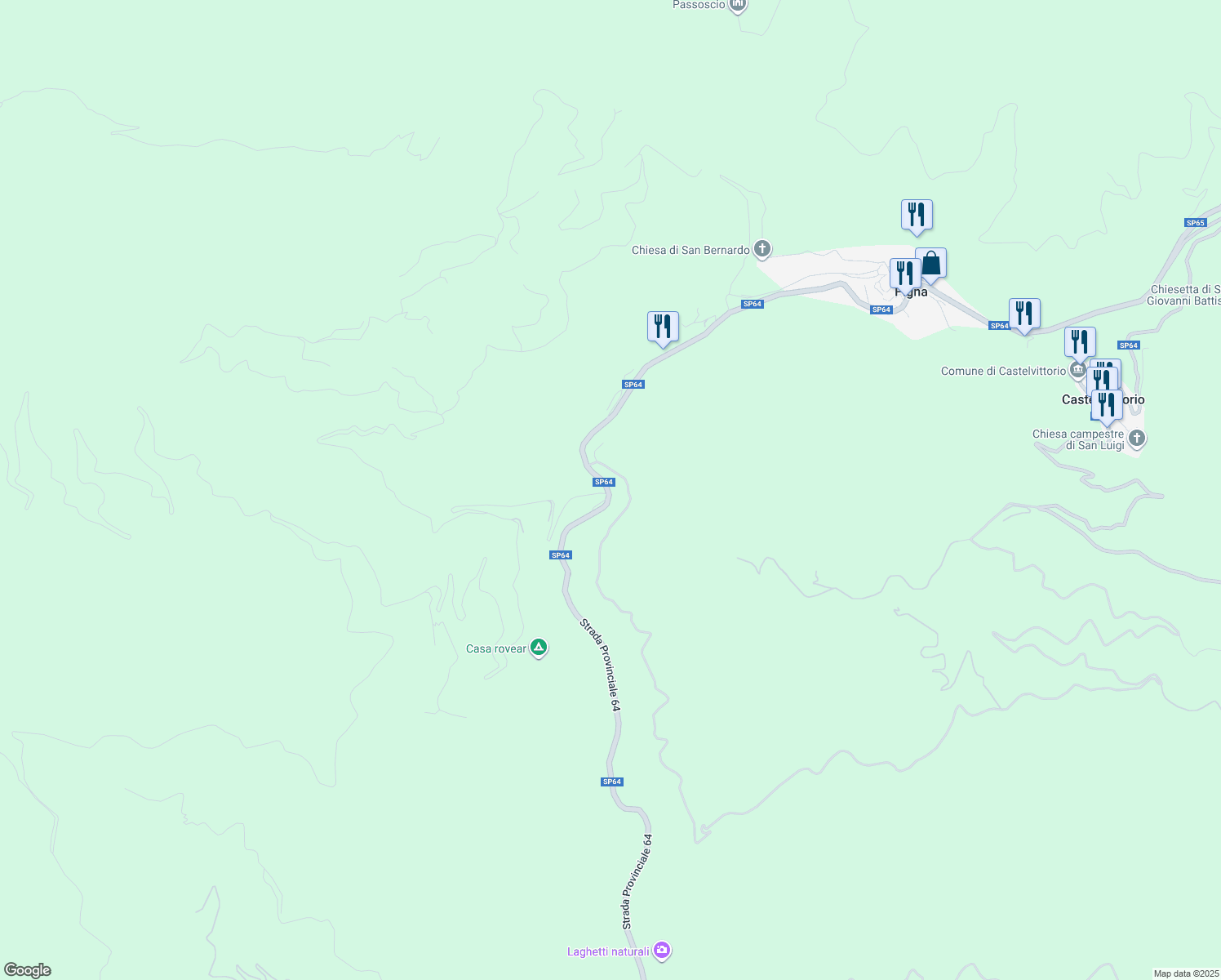map of restaurants, bars, coffee shops, grocery stores, and more near Strada Provinciale 64 in Pigna