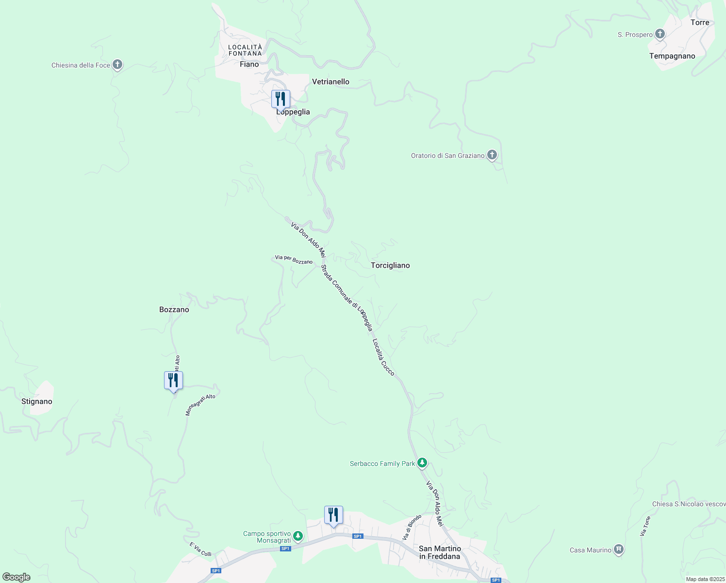 map of restaurants, bars, coffee shops, grocery stores, and more near 3 Strada Vicinale del Giardino in Provincia di Lucca