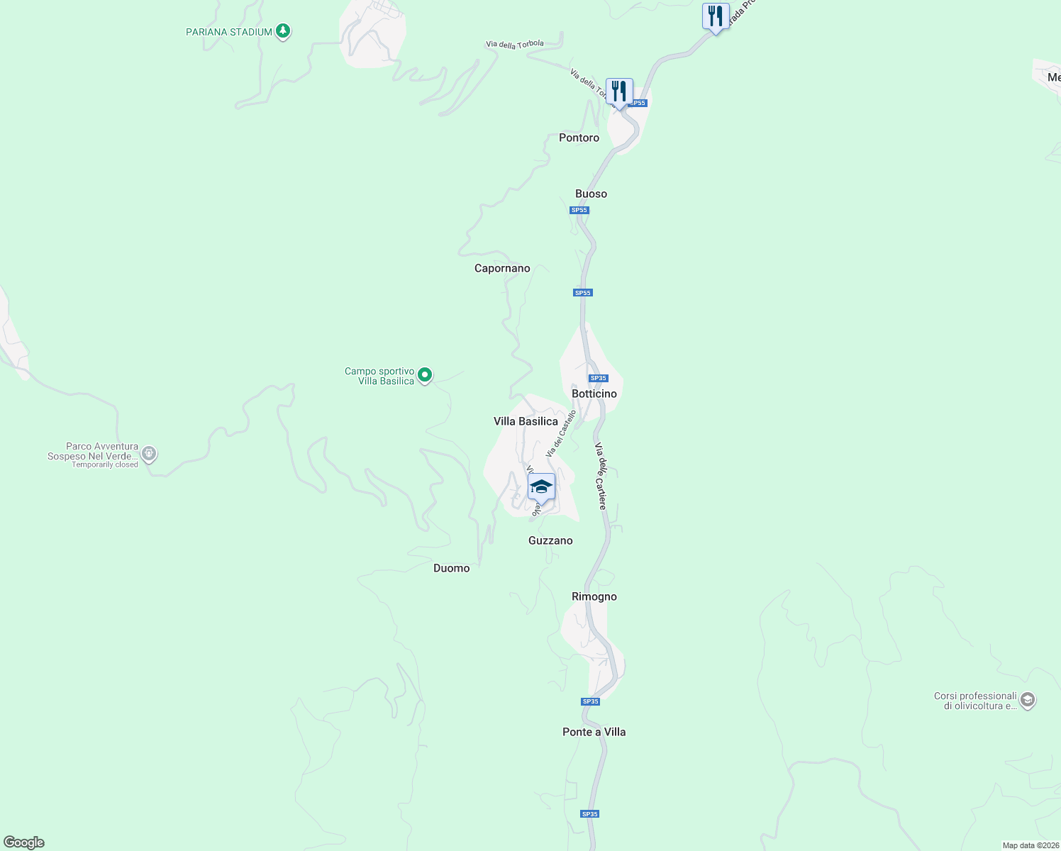 map of restaurants, bars, coffee shops, grocery stores, and more near 15 Via Stefano Franchi in Villa Basilica