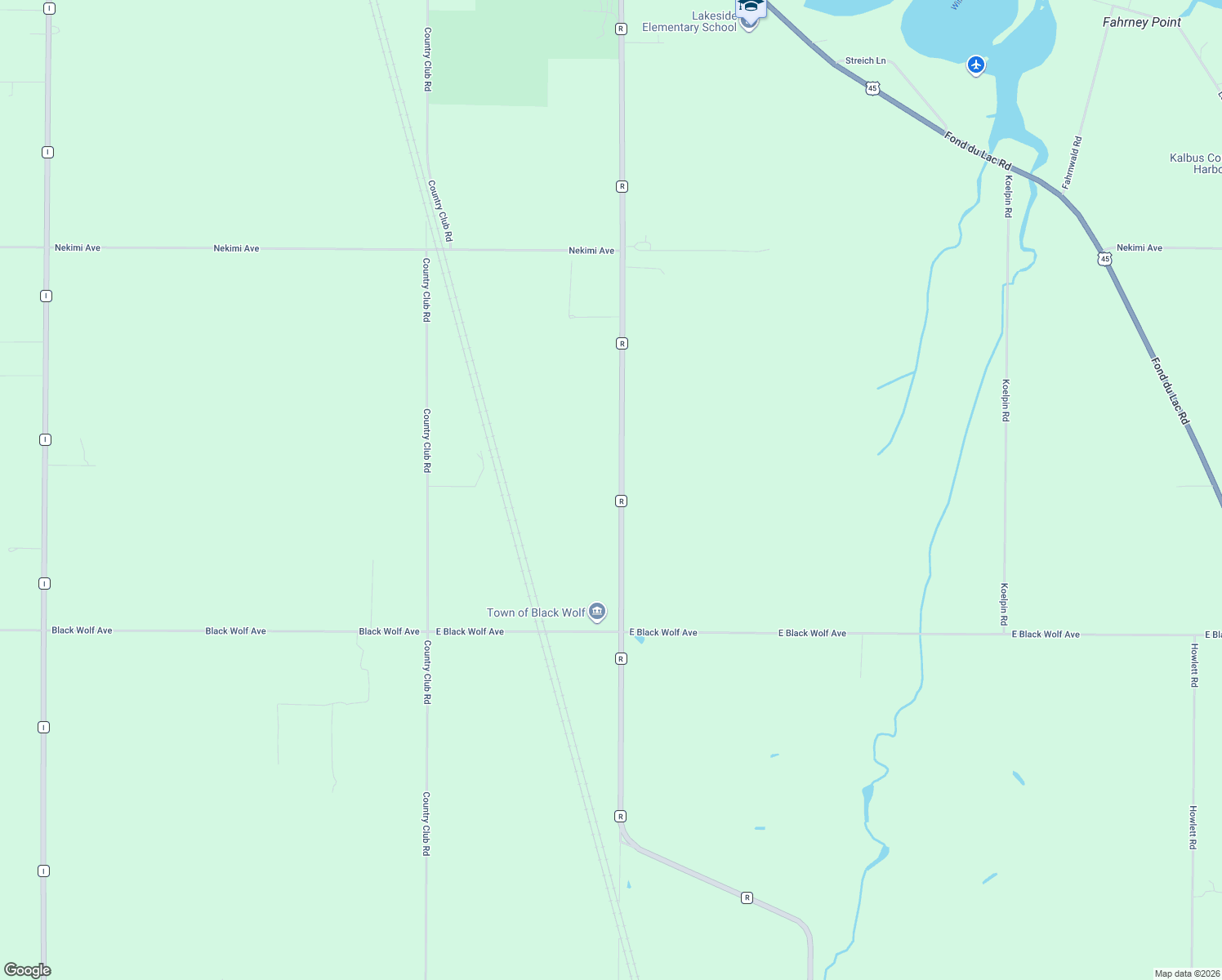 map of restaurants, bars, coffee shops, grocery stores, and more near 6019 County Road R in Oshkosh