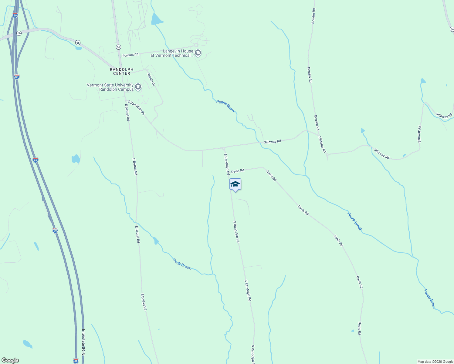 map of restaurants, bars, coffee shops, grocery stores, and more near 1084 S Randolph Rd in Randolph