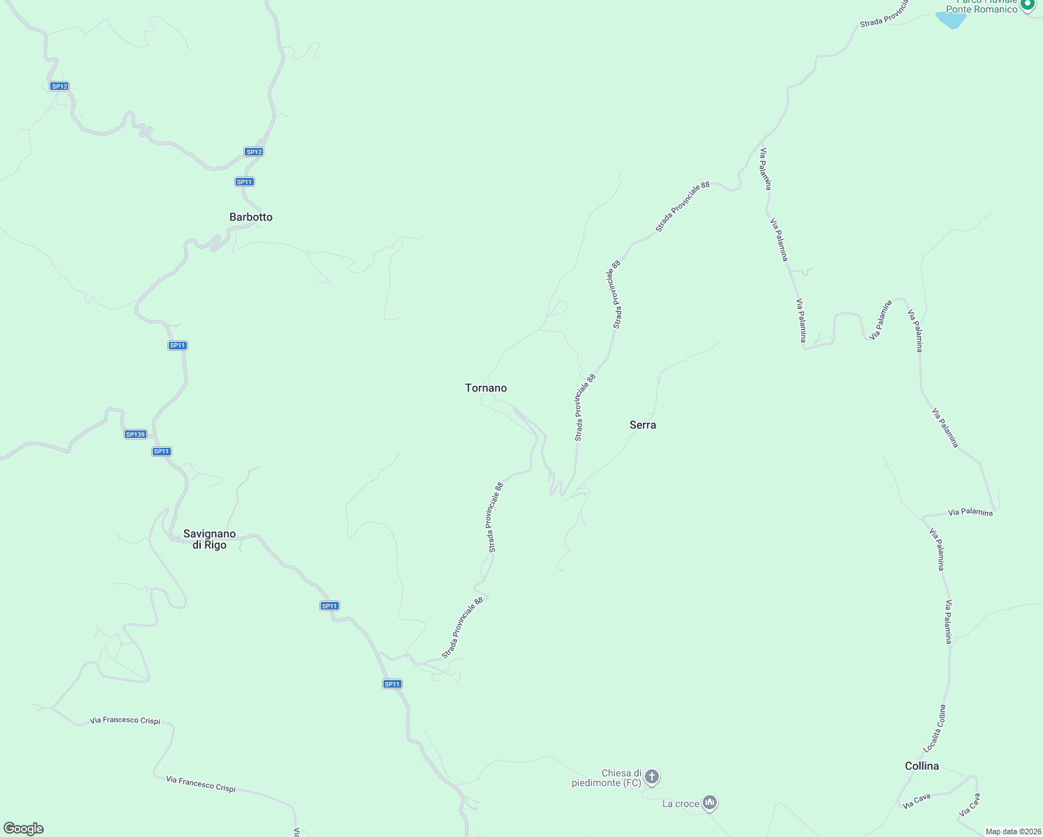map of restaurants, bars, coffee shops, grocery stores, and more near 2 Via Tornano in Provincia di Forlì-Cesena