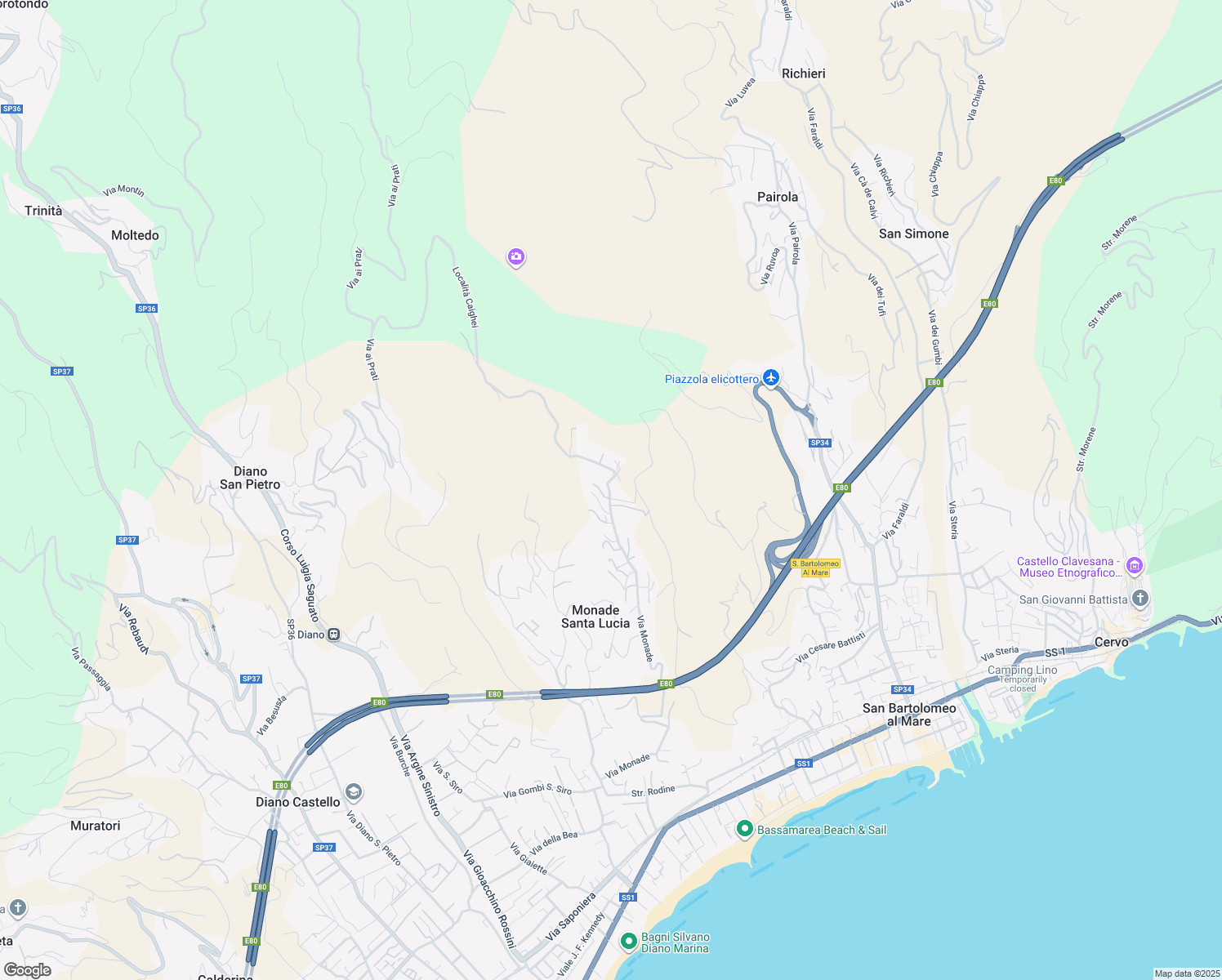 map of restaurants, bars, coffee shops, grocery stores, and more near 24 Via Monade in Monade Santa Lucia