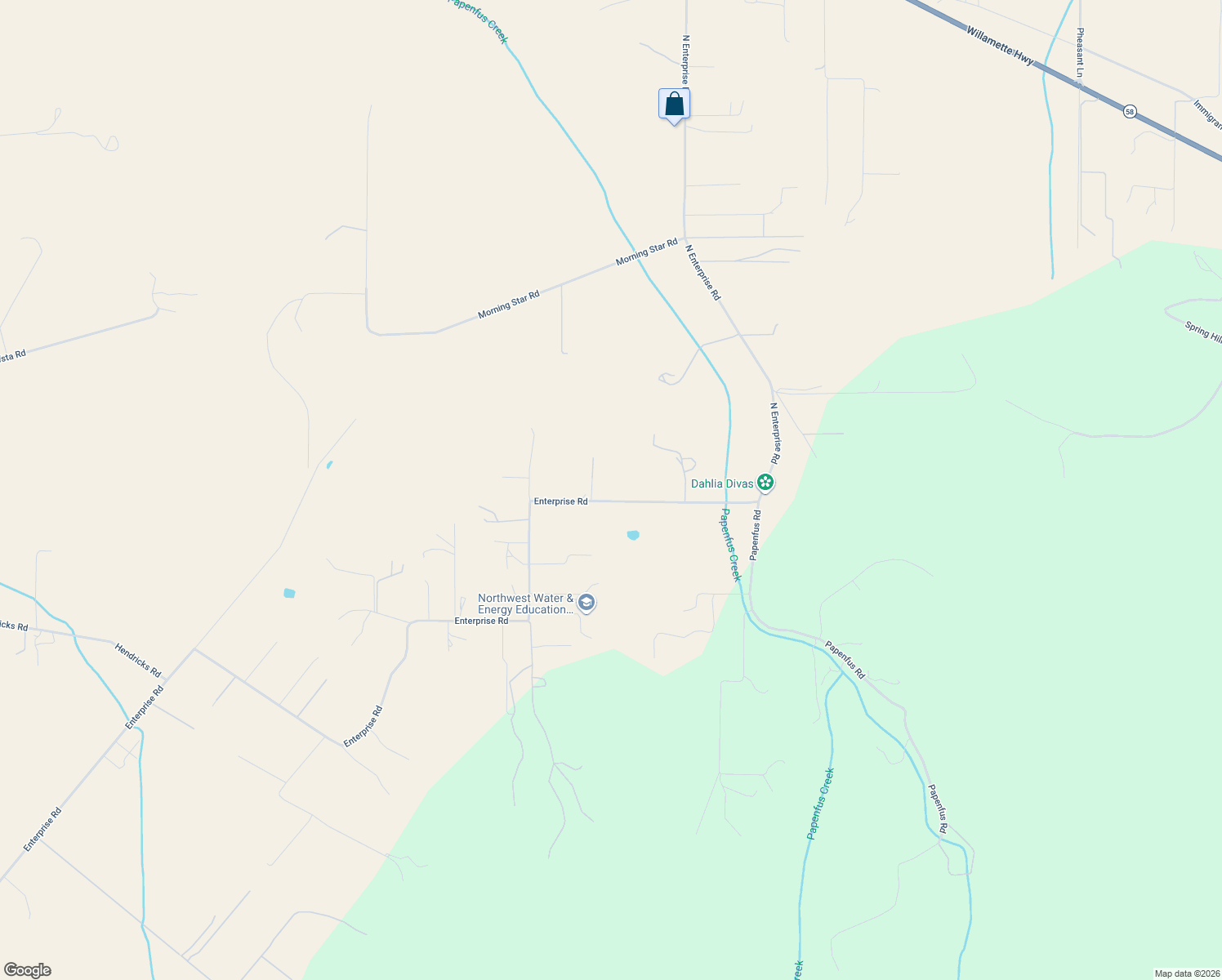 map of restaurants, bars, coffee shops, grocery stores, and more near 36243 Enterprise Road in Creswell