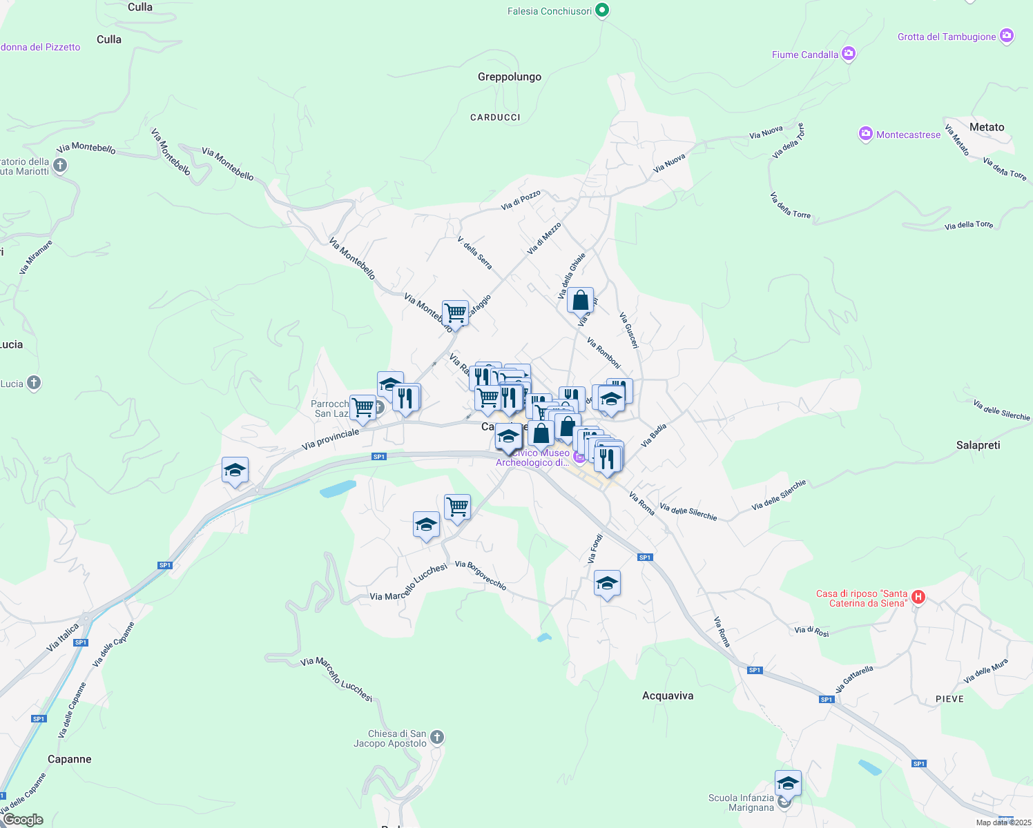 map of restaurants, bars, coffee shops, grocery stores, and more near 15 Via XX Settembre in Camaiore