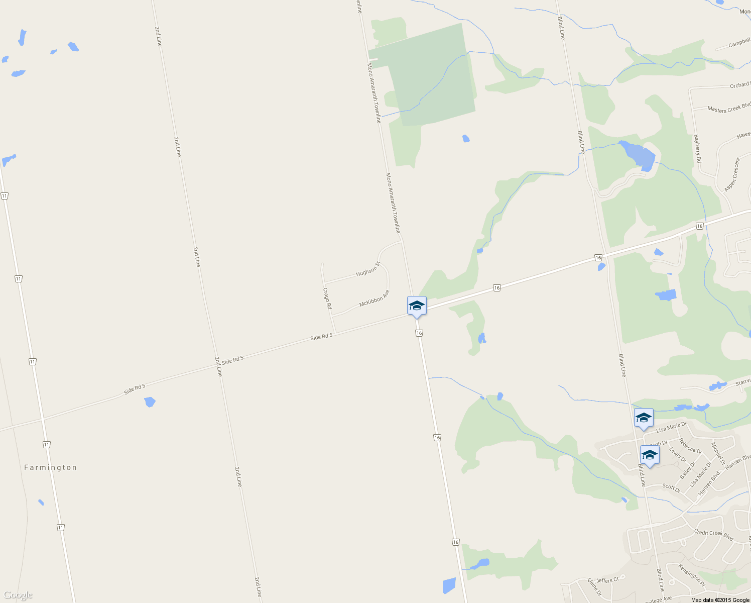 map of restaurants, bars, coffee shops, grocery stores, and more near 23 McKibbon Avenue in Orangeville