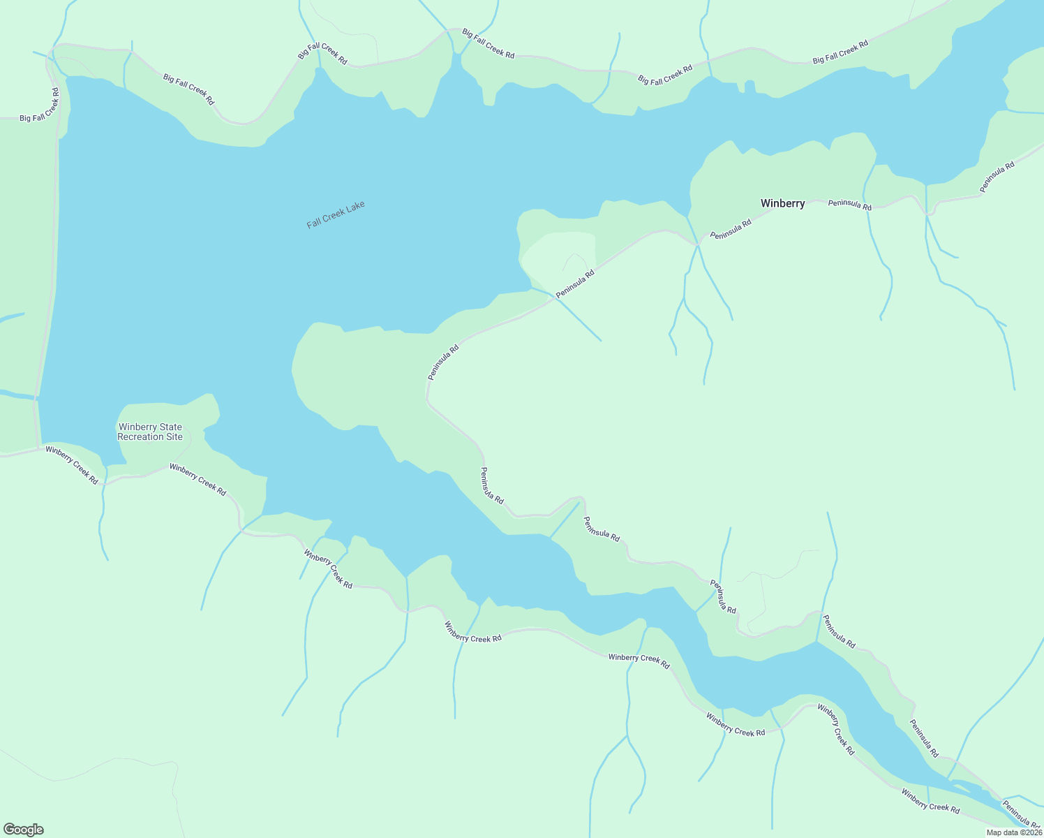 map of restaurants, bars, coffee shops, grocery stores, and more near 83715 Peninsula Road in Fall Creek